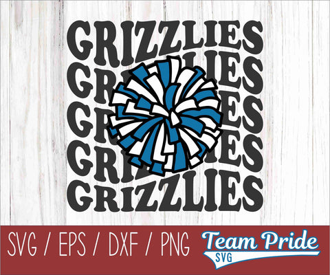 Grizzlies Cheer Vintage Wave SVG Digital Download Printable - SVG, EPS, DXF, PNG SVG Team Pride SVG 