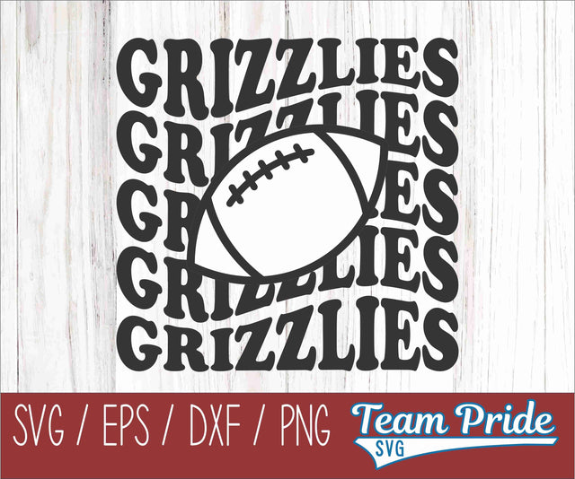 Grizzlies Football Retro Wave SVG Digital Download Printable - SVG, EPS, DXF, PNG SVG Team Pride SVG 