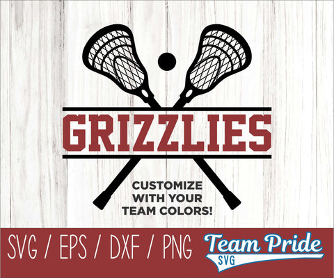 Grizzlies Lacrosse SVG Digital Download Printable - SVG, EPS, DXF, PNG SVG Team Pride SVG 