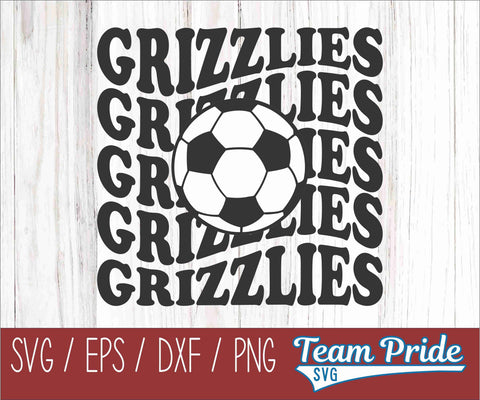Grizzlies Soccer Retro Wave SVG Digital Download Printable - SVG, EPS, DXF, PNG SVG Team Pride SVG 