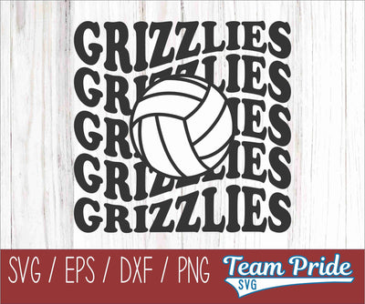 Grizzlies Volleyball Retro Wave SVG Digital Download Printable - SVG, EPS, DXF, PNG SVG Team Pride SVG 