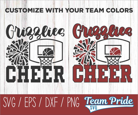 Grizzly Basketball Cheer SVG Digital Download Printable - SVG, EPS, DXF, PNG SVG Team Pride SVG 