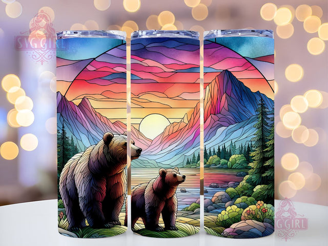 Grizzly Bear 20oz Tumbler Wrap Sublimation Design, Straight Tapered Tumbler Wrap, Mama Baby Tumbler Png, Instant Digital Download Sublimation SvggirlplusArt 