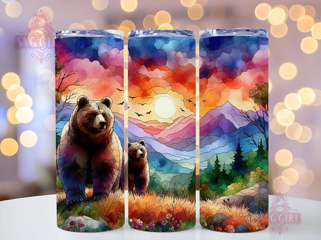 Grizzly Bear 20oz Tumbler Wrap Sublimation Design, Straight Tapered Tumbler Wrap, Mama Baby Tumbler Png, Instant Digital Download Sublimation SvggirlplusArt 