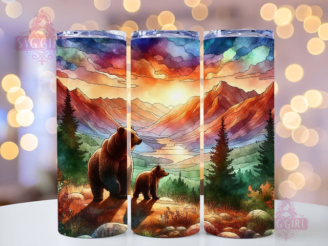 Grizzly Bear 20oz Tumbler Wrap Sublimation Design, Straight Tapered Tumbler Wrap, Mama Baby Tumbler Png, Instant Digital Download Sublimation SvggirlplusArt 
