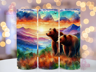 Grizzly Bear 20oz Tumbler Wrap Sublimation Design, Straight Tapered Tumbler Wrap, Mama Baby Tumbler Png, Instant Digital Download Sublimation SvggirlplusArt 