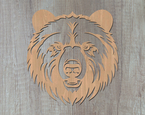 Grizzly Bear Laser SVG Cut File, Grizzly Bear Glowforge File, Grizzly Bear DXF, Grizzly Bear Wall Art SVG SVG HappyDesignStudio 