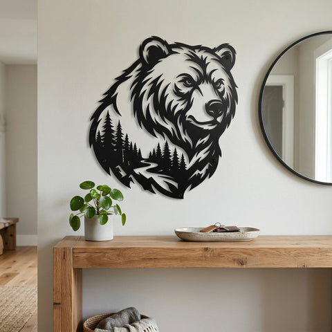 Grizzly Bear Metal Wall Art SVG | Wildlife Forest Bear DXF | Plasma CNC Cut File | Rustic Cabin Decor | Laser Cut Bear Svg Dxf Download SVG HappyDesignStudio 