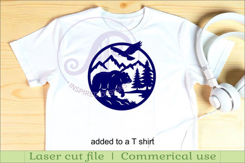 Grizzly bear mountain scene wall sign svg laser cut SVG APInspireddesigns 