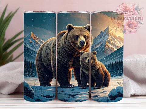 Grizzly Bear Wildlife 20oz Tumbler, Wildlife Tumbler, 20oz Wrap, Sublimation Tumbler, Bear Lover Gift, Nature Inspired Tumbler, Outdoor Adventure Tumbler Sublimation Li Zamperini 