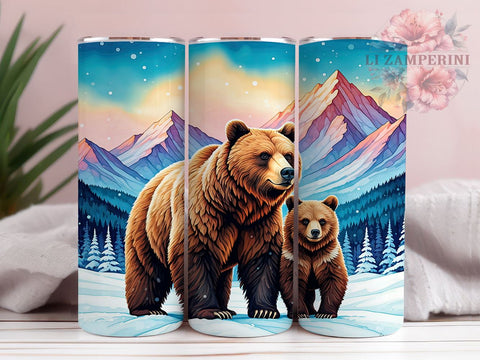 Grizzly Bear Wildlife 20oz Tumbler, Wildlife Tumbler, 20oz Wrap, Sublimation Tumbler, Bear Lover Gift, Nature Inspired Tumbler, Outdoor Adventure Tumbler Sublimation Li Zamperini 