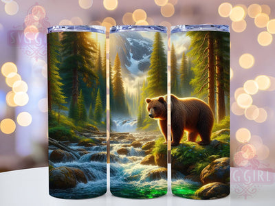Grizzly Bear Wildlife Forest Nature Tumbler, Forest Tumbler Wrap, 20oz Tumbler Design, Sublimation Tumbler, Bear Tumbler Wrap, Wildlife Tumbler, Nature Tumbler Design Sublimation SvggirlplusArt 