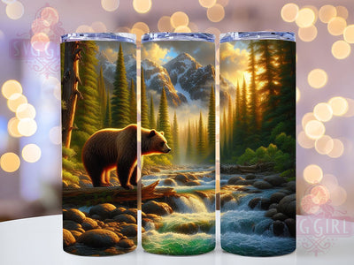 Grizzly Bear Wildlife Forest Nature Tumbler, Forest Tumbler Wrap, 20oz Tumbler Design, Sublimation Tumbler, Bear Tumbler Wrap, Wildlife Tumbler, Nature Tumbler Design Sublimation SvggirlplusArt 