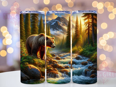 Grizzly Bear Wildlife Forest Nature Tumbler, Forest Tumbler Wrap, 20oz Tumbler Design, Sublimation Tumbler, Bear Tumbler Wrap, Wildlife Tumbler, Nature Tumbler Design Sublimation SvggirlplusArt 