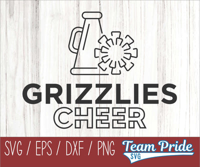 Grizzly Cheer Line Art SVG Digital Download Printable - SVG, EPS, DXF, PNG SVG Team Pride SVG 