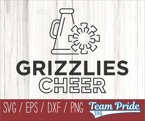 Grizzly Cheer Line Art SVG Digital Download Printable - SVG, EPS, DXF, PNG SVG Team Pride SVG 