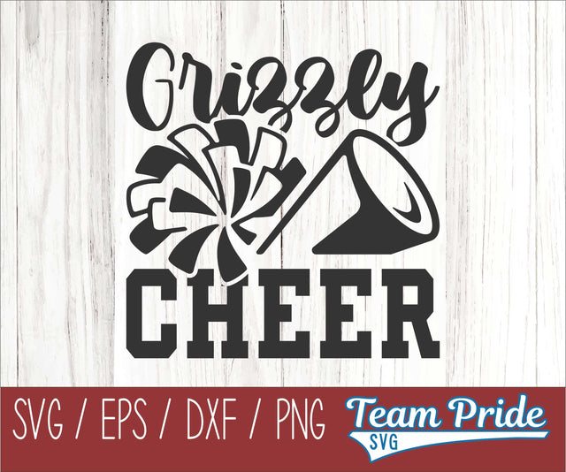 Grizzly Cheer SVG Printable Digital Download SVG, EPS, DXF, PNG SVG Team Pride SVG 