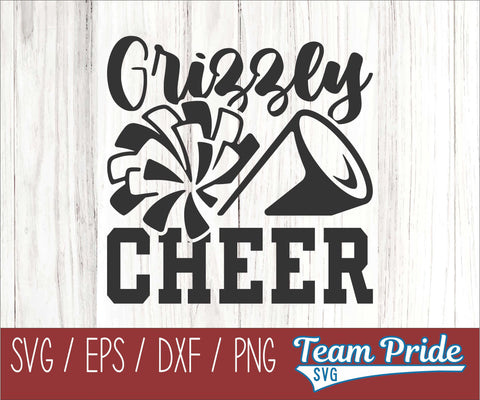Grizzly Cheer SVG Printable Digital Download SVG, EPS, DXF, PNG SVG Team Pride SVG 