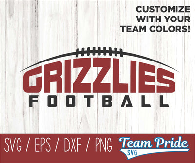 Grizzly Football SVG Digital Download Printable - SVG, EPS, DXF, PNG 2 SVG Team Pride SVG 