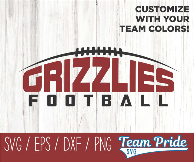 Grizzly Football SVG Digital Download Printable - SVG, EPS, DXF, PNG 2 SVG Team Pride SVG 