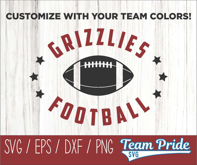 Grizzly Football SVG Digital Download Printable - SVG, EPS, DXF, PNG 3 SVG Team Pride SVG 