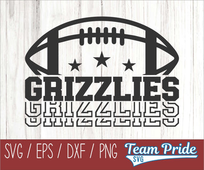 Grizzly Football SVG Digital Download Printable - SVG, EPS, DXF, PNG SVG Team Pride SVG 