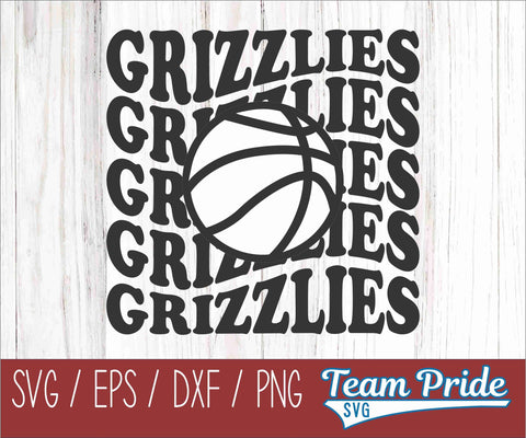 Grizzly Vintage Wave Basketball SVG Digital Download Printable - SVG, EPS, DXF, PNG SVG Team Pride SVG 