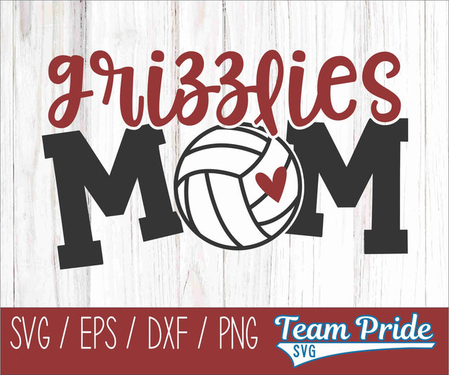 Grizzly Volleyball Mom SVG Digital Download Printable - SVG, EPS, DXF, PNG SVG Team Pride SVG 