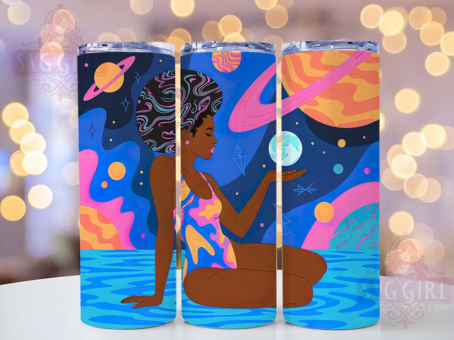 Groovy Afro Girl Tumbler, Groovy Style, Black Girl Magic, Retro Vibes, Tumbler Wrap, Sublimation Design, 20oz Tumbler Sublimation SvggirlplusArt 