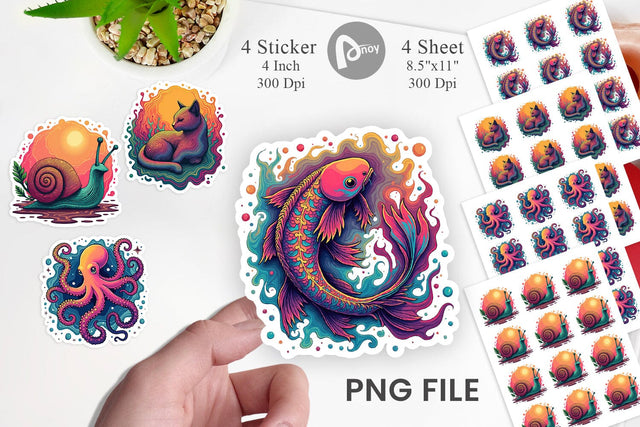 Groovy Animal Swirls Sticker Sublimation artnoy 
