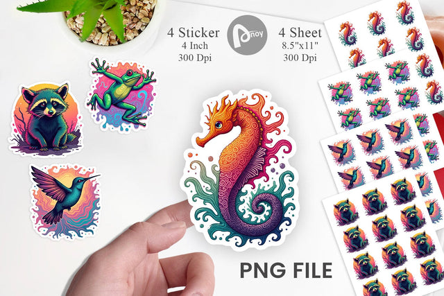 Groovy Animal Swirls Sticker Sublimation artnoy 