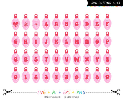 Groovy Christmas Lights Alphabet SVG SVG Miss Tiina 