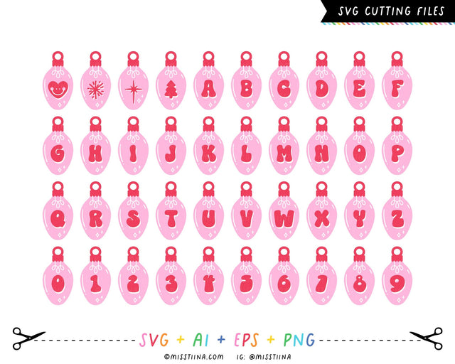 Groovy Christmas Lights Alphabet SVG SVG Miss Tiina 