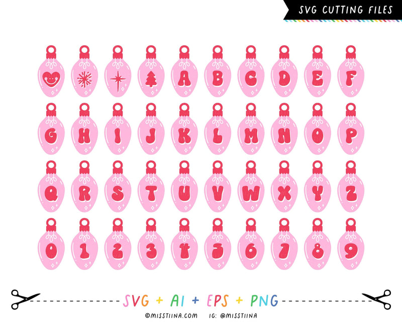 Groovy Christmas Lights Alphabet SVG SVG Miss Tiina 