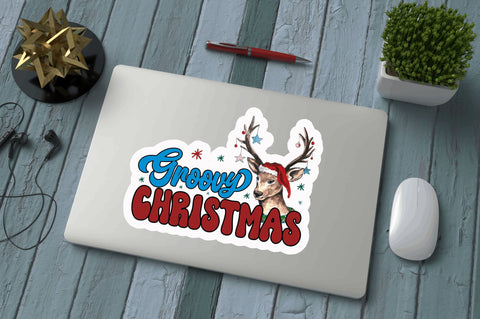 Groovy christmas Stickers Design Sublimation Regulrcrative 