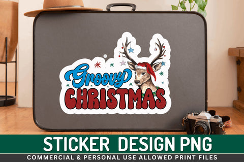 Groovy christmas Stickers Design Sublimation Regulrcrative 
