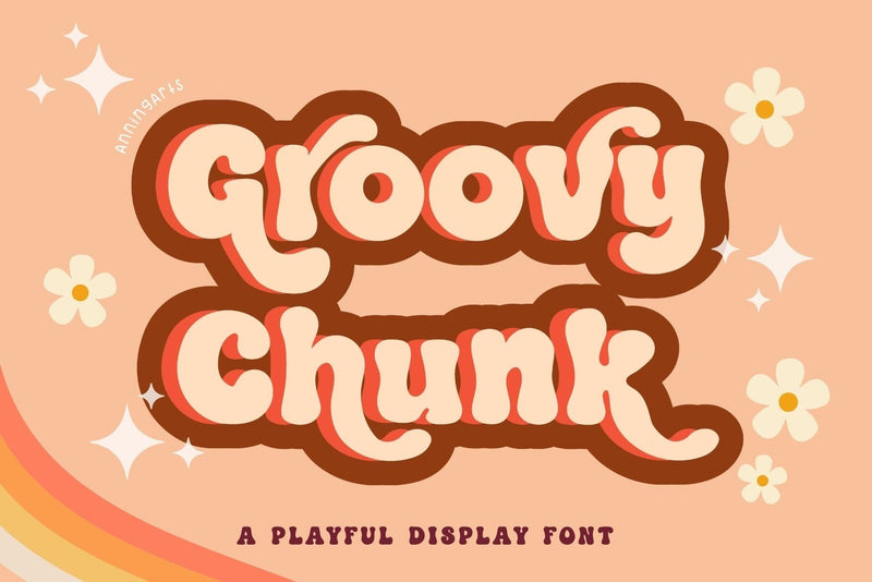 Groovy Chunk – Playful Retro Display Font with Alternates Font AnningArts Design 