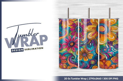 Groovy colorful floral pattern tumbler png Sublimation Regulrcrative 