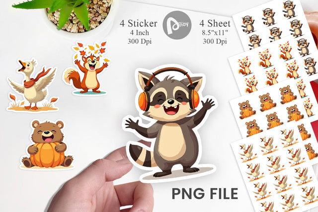 Groovy Fall Critters Sticker Sublimation artnoy 