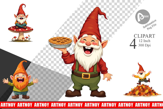 Groovy Fall Gnomes Clipart Sublimation artnoy 