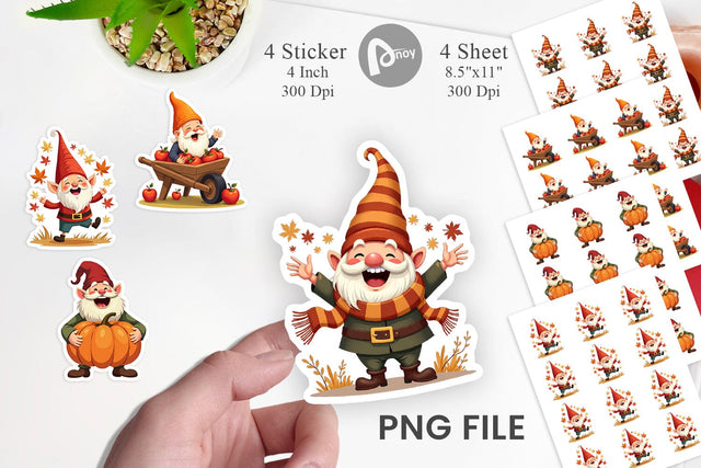 Groovy Fall Gnomes Sticker Sublimation artnoy 