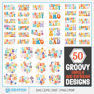Groovy Family SVG Bundle, groovy sister svg, groovy dad svg, Seven is a vibe svg, Twelve is a vibe png, Groovy mama png, Ten is a vibe png SVG Dinvect 