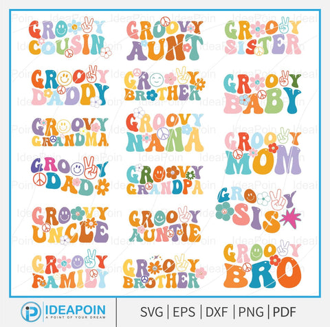 Groovy Family SVG Bundle, groovy sister svg, groovy dad svg, Seven is a vibe svg, Twelve is a vibe png, Groovy mama png, Ten is a vibe png SVG Dinvect 