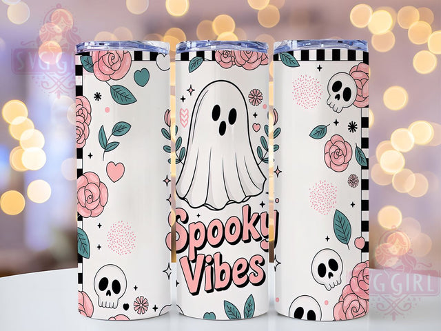Groovy Floral Ghost Halloween Tumbler Wrap, Floral Ghost Png, Groovy Halloween Png, 20oz Skinny Tumbler, Sublimation Download, Spooky Season Tumbler, Boho Halloween Tumbler Sublimation SvggirlplusArt 