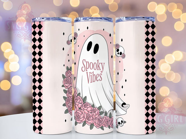 Groovy Floral Ghost Halloween Tumbler Wrap, Floral Ghost Png, Groovy Halloween Png, 20oz Skinny Tumbler, Sublimation Download, Spooky Season Tumbler, Boho Halloween Tumbler Sublimation SvggirlplusArt 