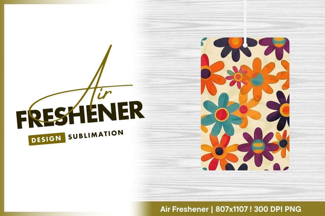 Groovy floral pattern background air freshener png Sublimation Regulrcrative 