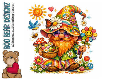 Groovy Garden Gnome Clipart Sublimation Boo Bear Designz 