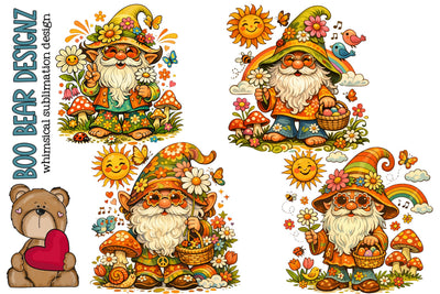 Groovy Garden Gnomes Clipart Sublimation Boo Bear Designz 