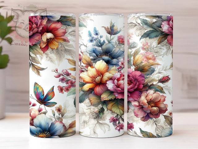 Groovy Halloween Flower 20 oz Skinny Tumbler Sublimation Design, Straight & Tapered Tumbler Png, Autumn Boho Tumbler Png, Digital Download PNG Sublimation Lara' s Designs 