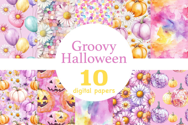 Groovy Halloween Paper | Boho Seamless Pattern Digital Pattern GlamArtZhanna 